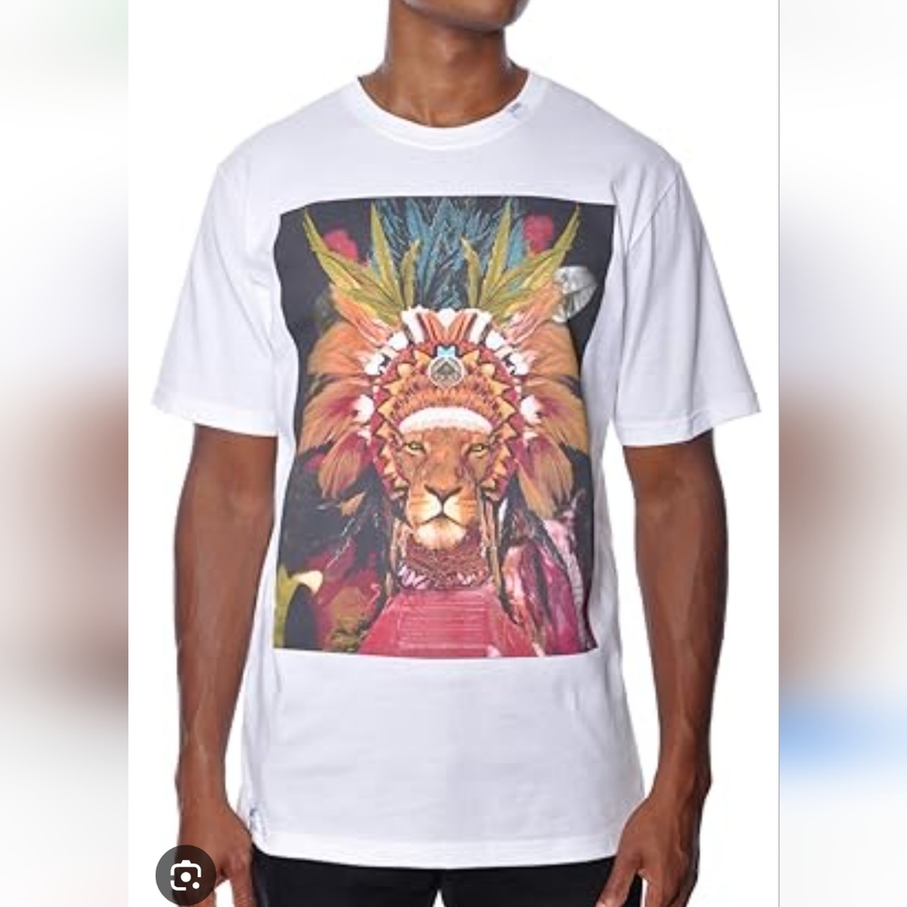 LRG Mens Native American Chief Lion Graphic Tee Size Medium